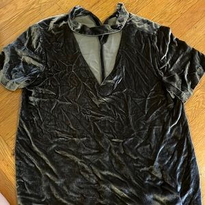 Madewell Velvety V Neck Mock Shirt Brownish/gray, small